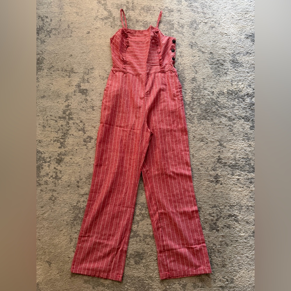 Ci Sono Red and White Striped Romper